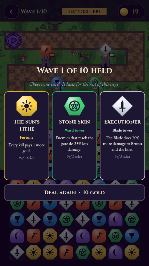 The upgrade draft between waves