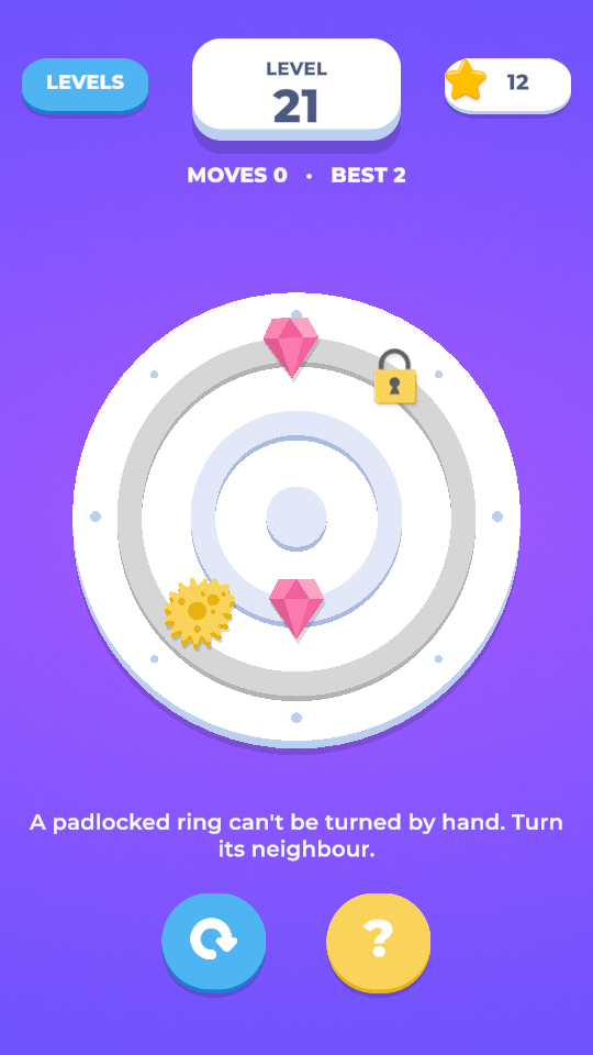 Level 21: a padlocked ring refuses a turn
