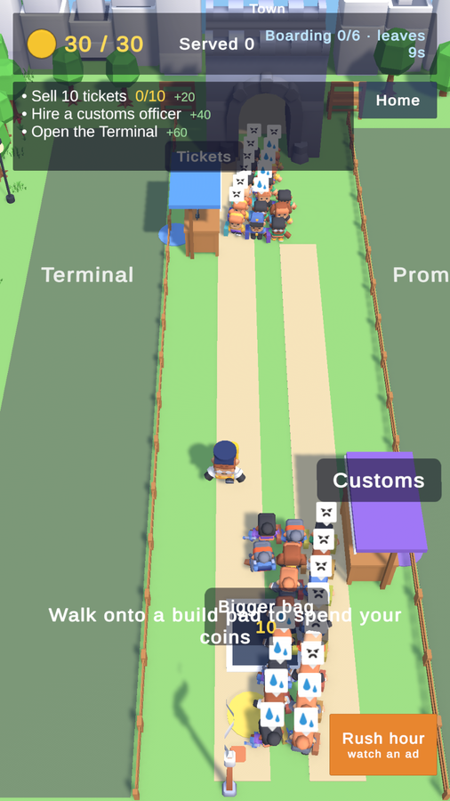 Travellers' moods over the queues