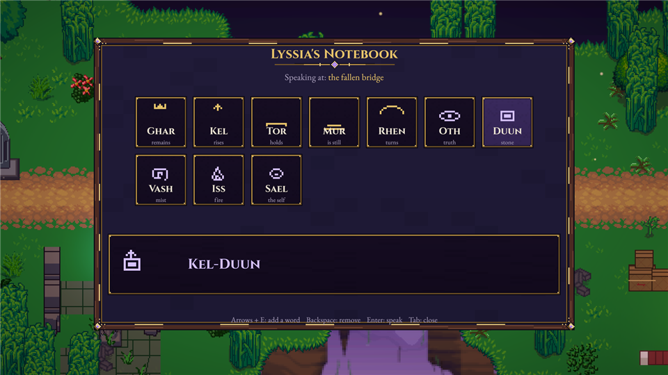 Lyssia's notebook: composing Kel-Duun at the fallen bridge