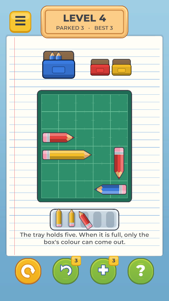 Level 4: the wrong colours wait in the tray
