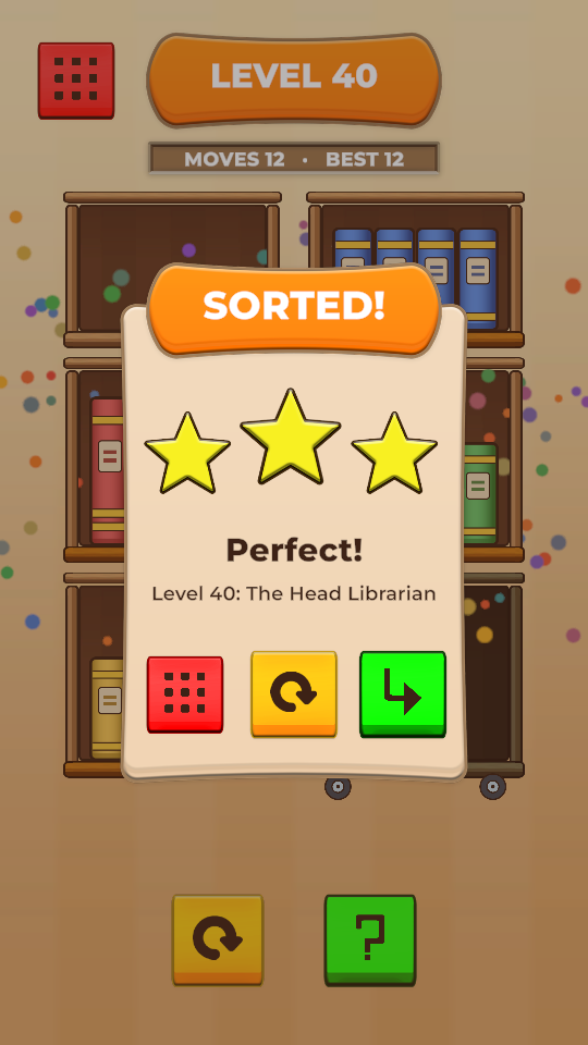 Level complete: stars by moves